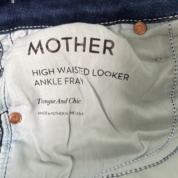 Mother The High Waisted Looker Ankle Fray Denim Jeans in Tongue and Chic 26 - Picture 6 of 13